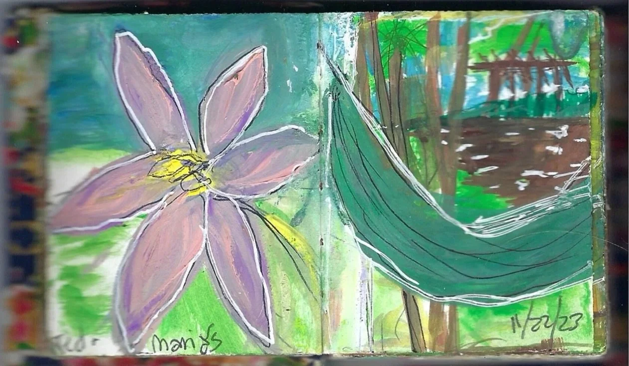 Flor y hamaca en la playa, Flower and hammock at the beach, Zancudo