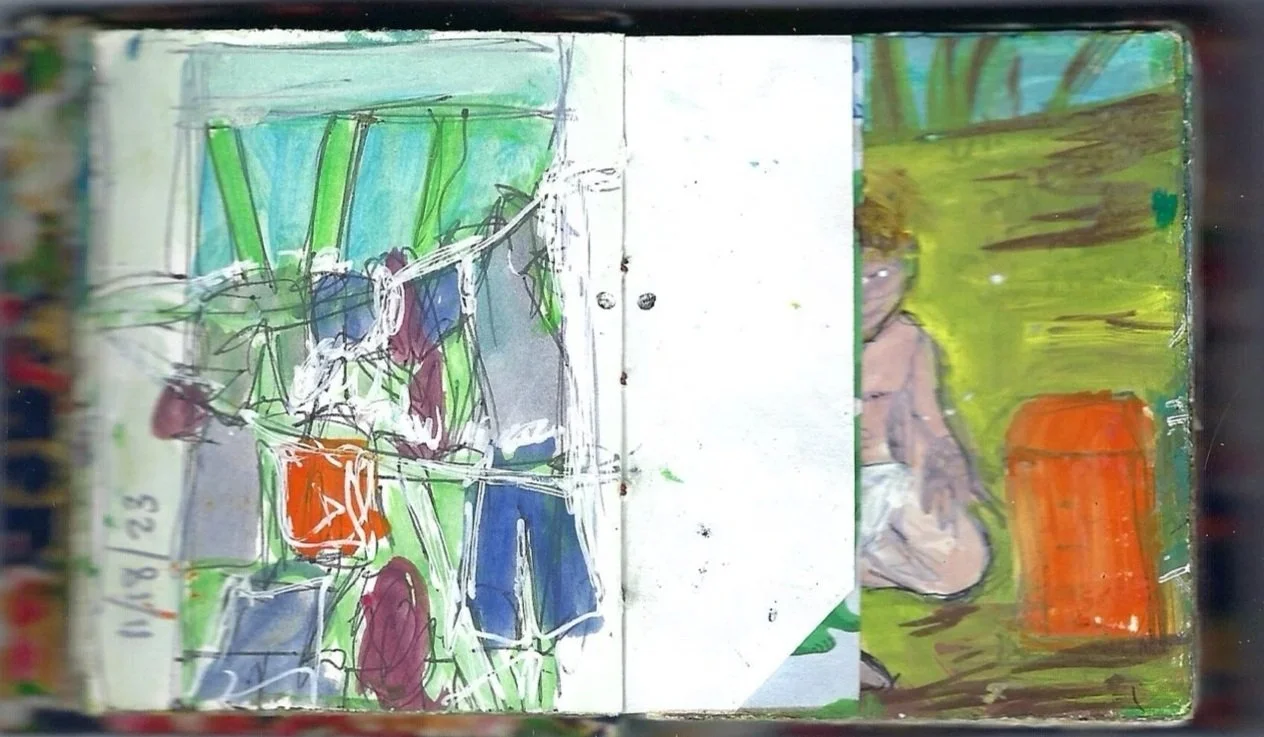 
Mini boceto de un tendedero y un niño, mini sketch laundry line and kiddo, Zancudo