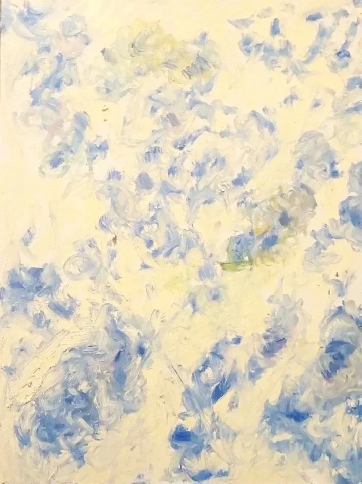Forget-me-nots, 2026, oil stick on gessoed wood panel