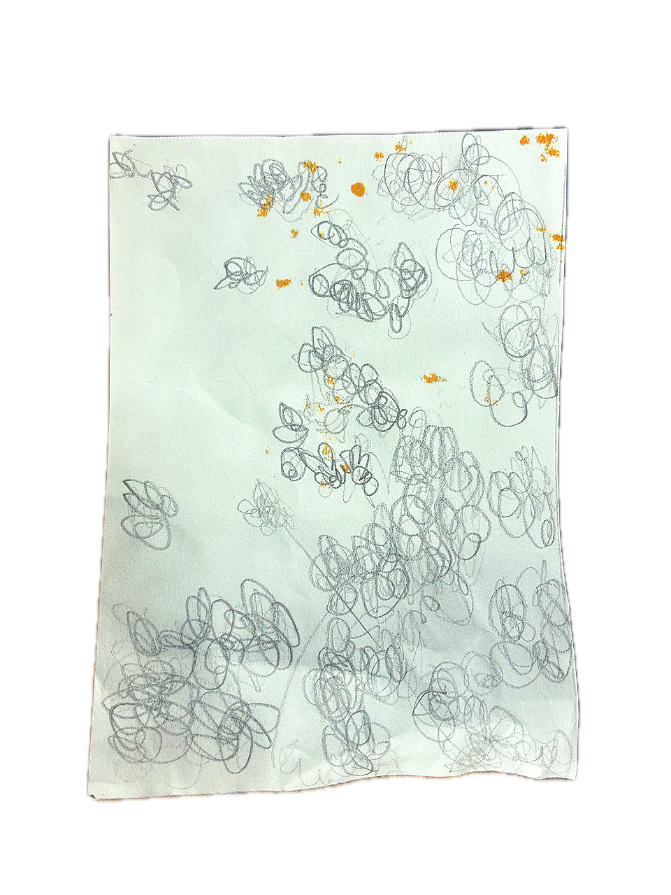 Initial sketch, Forget-me-nots, 2026, pencil on paper with acrylic marker