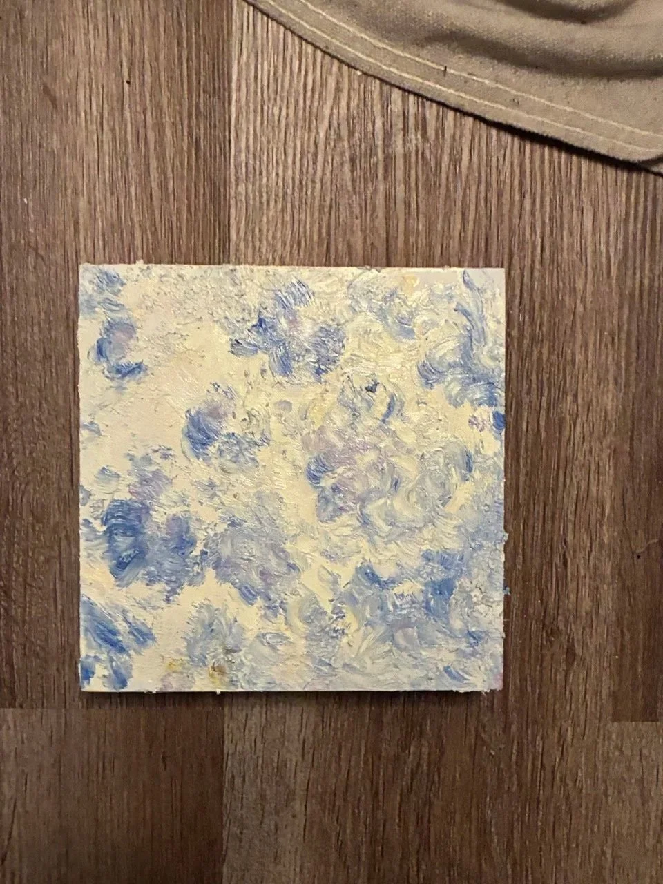 Forget-me-nots, 2026, oil stick on gessoed wood board