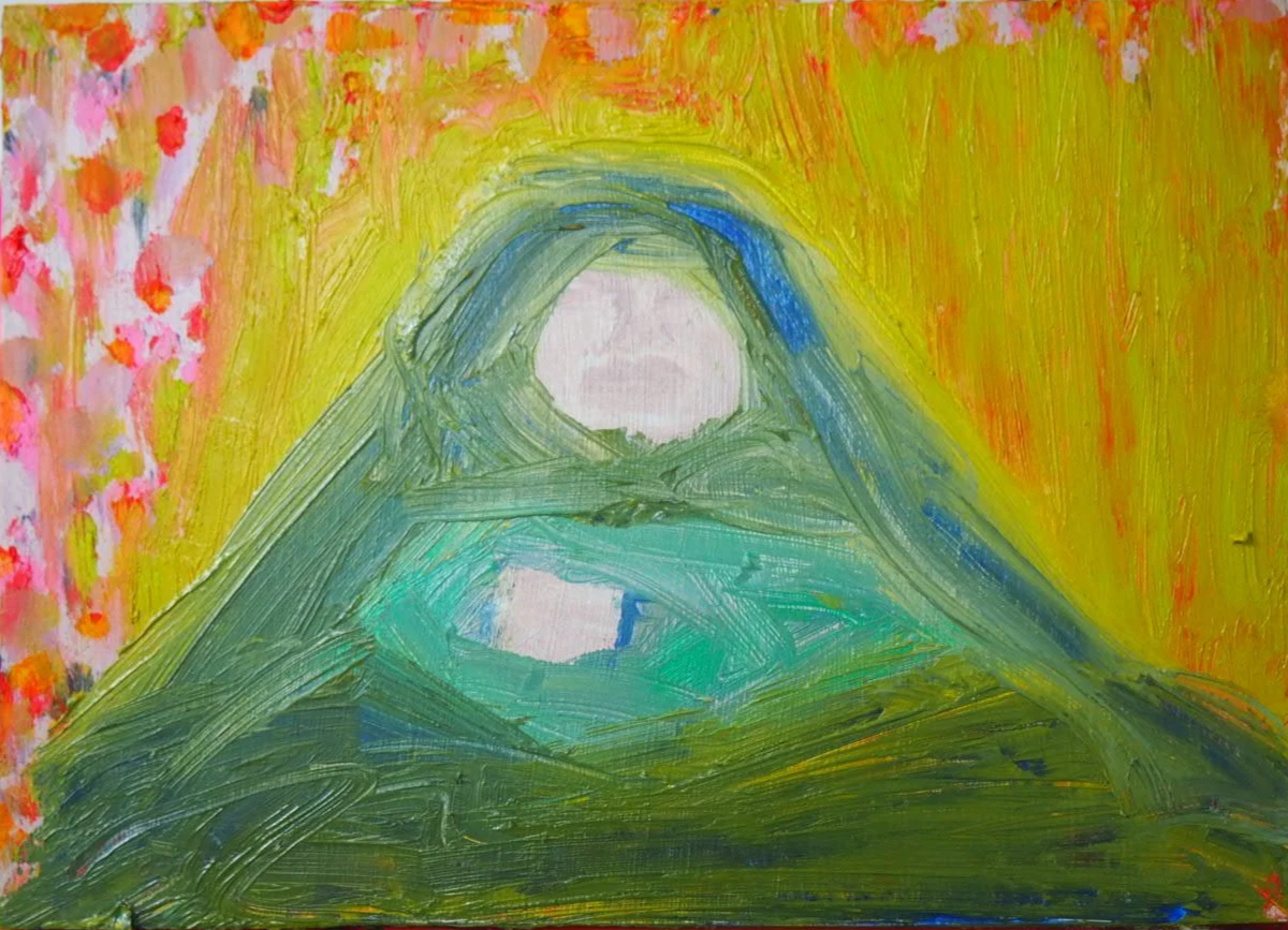 Not in any way, 2026, Nearly Lemon, oil on wood panel, 7 x 5 x .75"