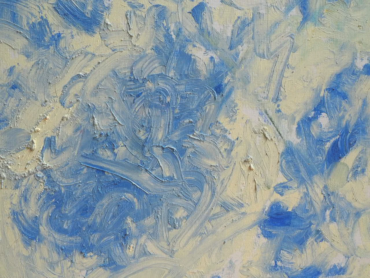 Forget-me-nots, close up texture, 2026, Nearly Lemon, oil stick on wood panel, 9 x 12 x .75"