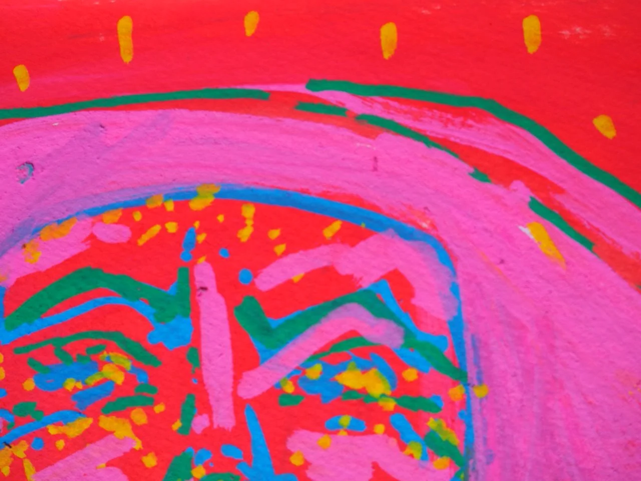 Process photo, Maybe Existed close up, 2026, Nearly Lemon, acrylic marker on 300 gsm paper 8.5 x 12 inches