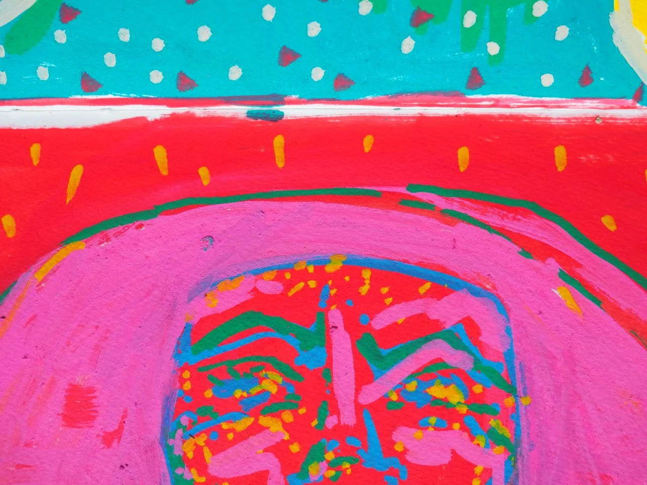 Maybe Existed, close up,  2026, Nearly Lemon, acrylic marker on 300 gsm paper, 8.5 x 12"
