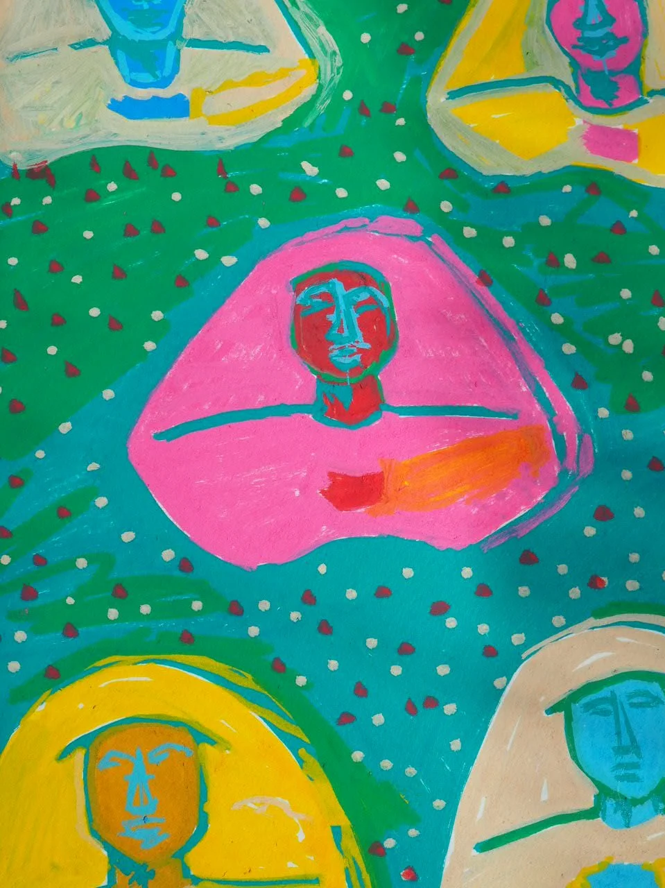 Existed, close up, 2026, Nearly Lemon, acrylic marker on 300 gsm paper, 8.5 x 12"