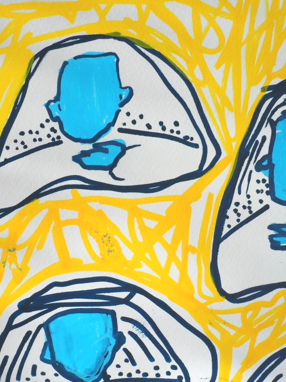 Simple try, Existed, close up, 2026, Nearly Lemon, acrylic marker on 300 gsm paper, 8.5 x 12"