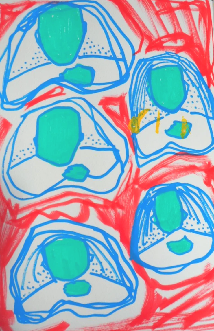 Simple try, Existed,  2026, Nearly Lemon, acrylic marker on 300 gsm paper, 8.5 x 12"