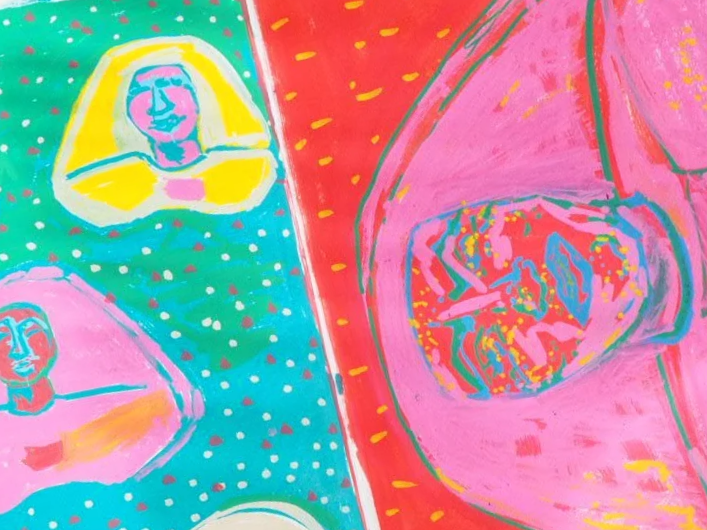 Existed and Maybe Existed, close up 2026, Nearly Lemon, acrylic marker on 300 gsm paper, 8.5 x 12"