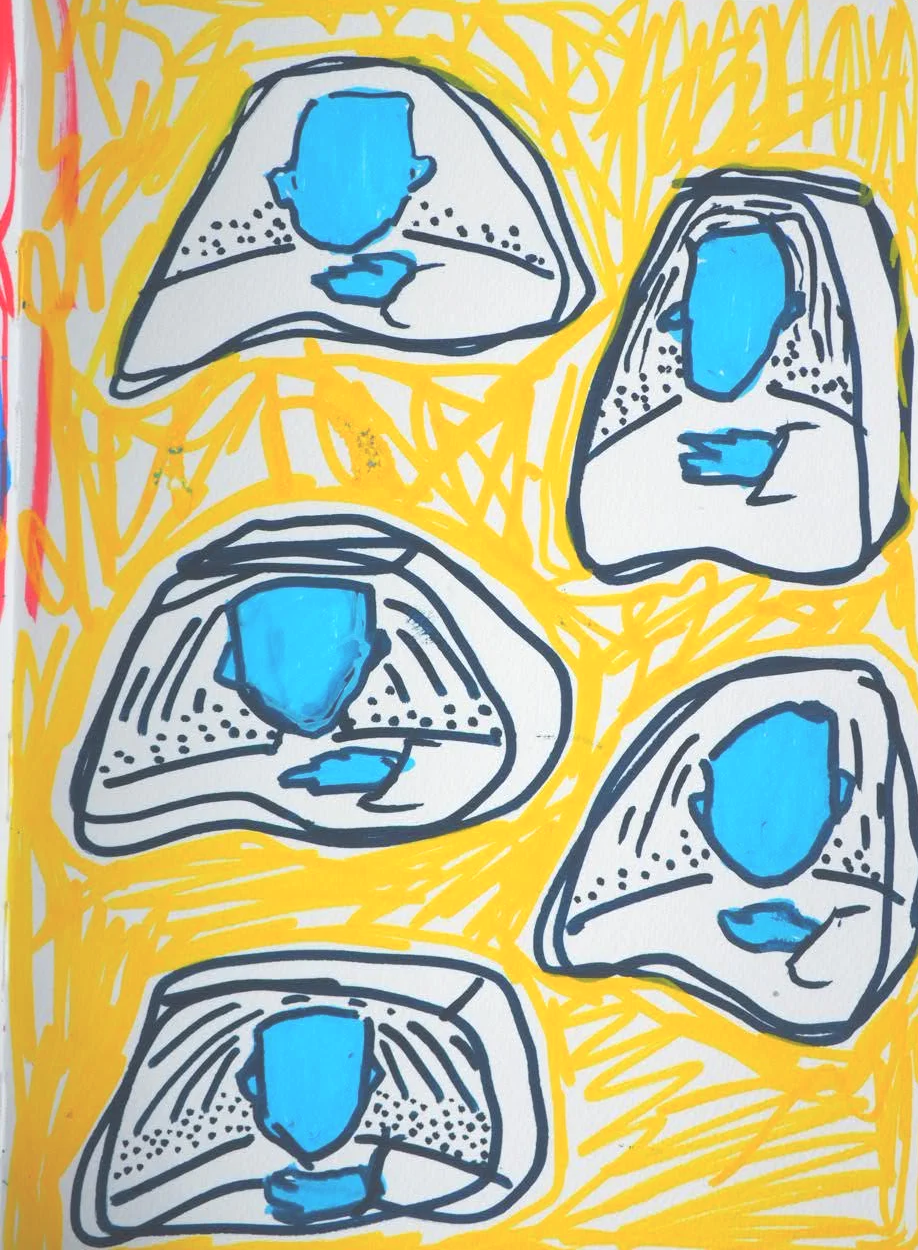 Simple try, Existed,  2026, Nearly Lemon, acrylic marker on 300 gsm paper, 8.5 x 12"