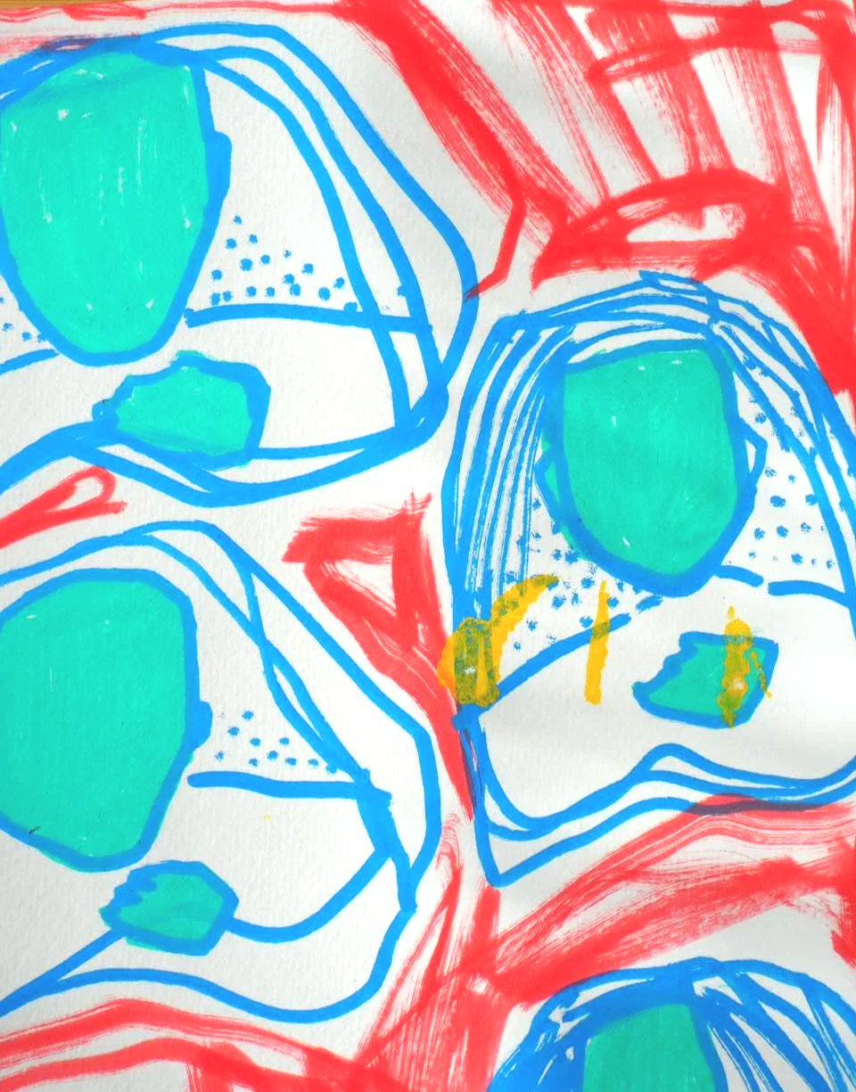 Simple try, Existed, close up, 2026, Nearly Lemon, acrylic marker on 300 gsm paper, 8.5 x 12"