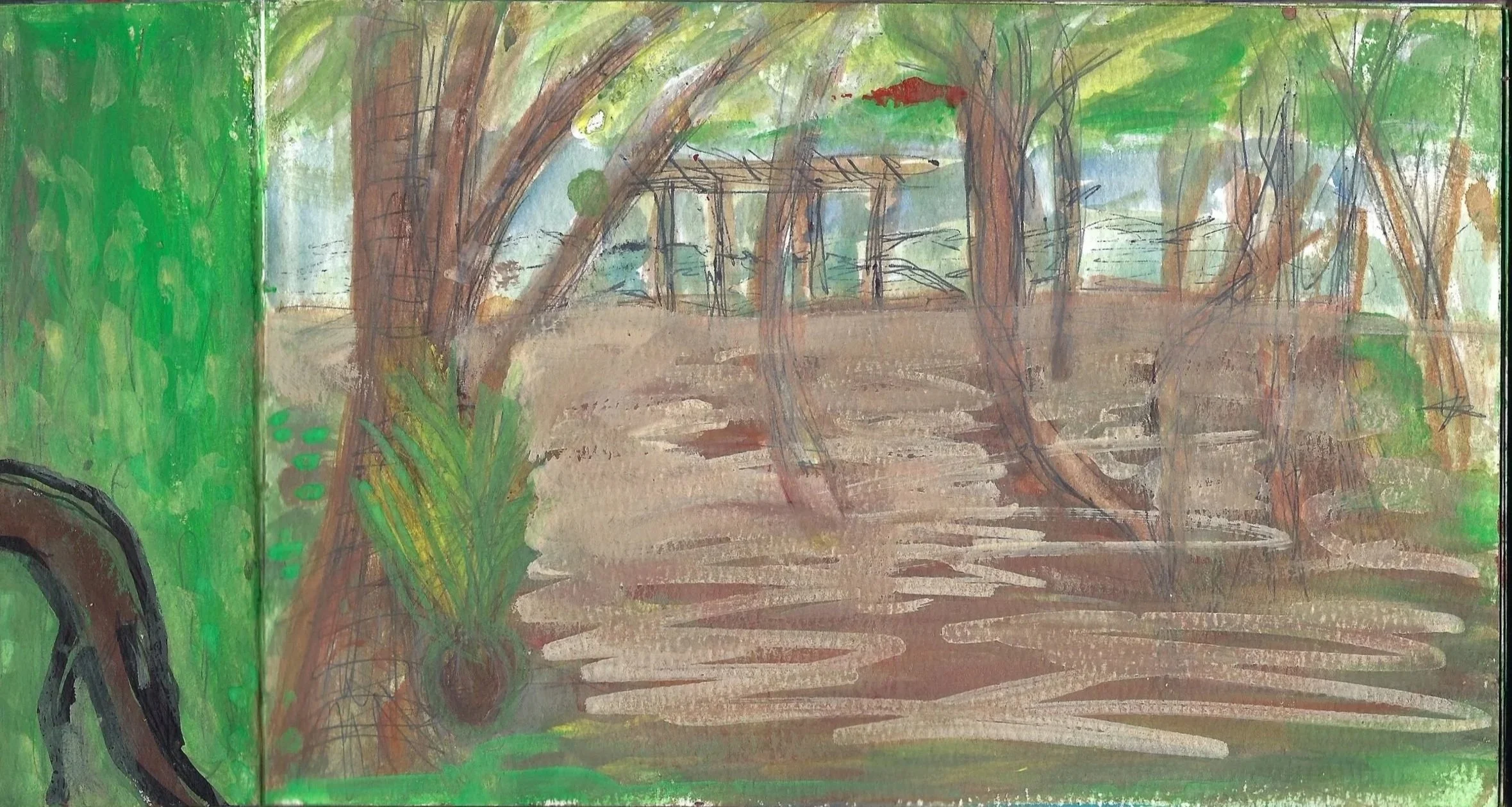 Haz un boceto del paraíso de Zancudo de Ted y Maria, Backyard Paradise of Ted and Maria