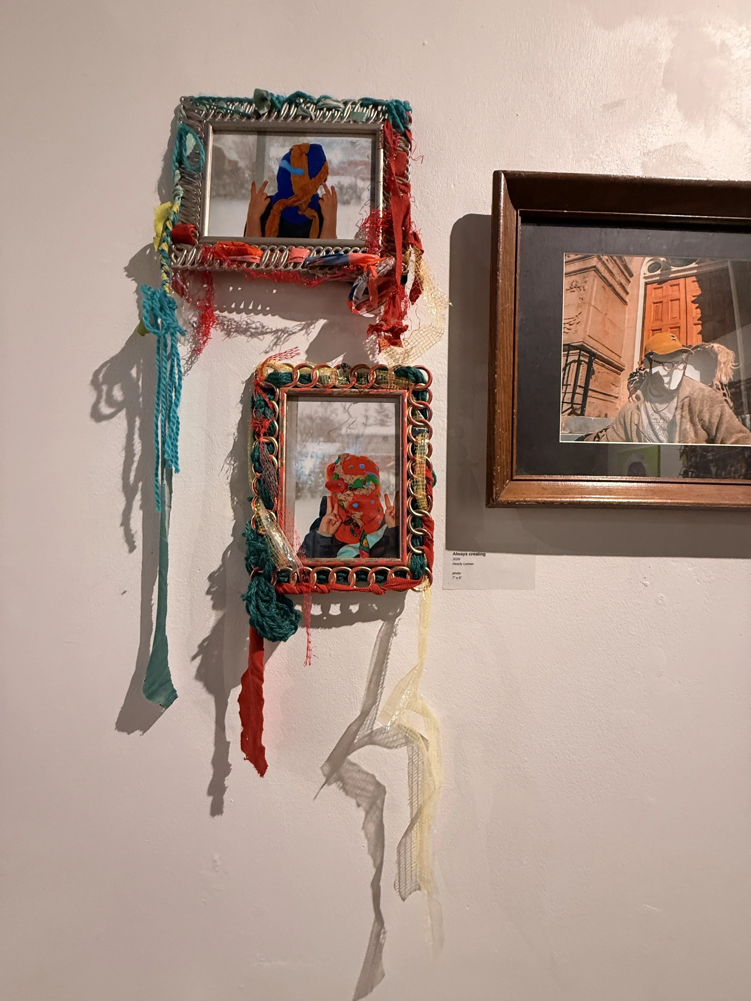 Installation Image II
Always creating
2026
Nearly Lemon

Giclee" Print, recycled textiles, and 2 metal frames
6" x 4"