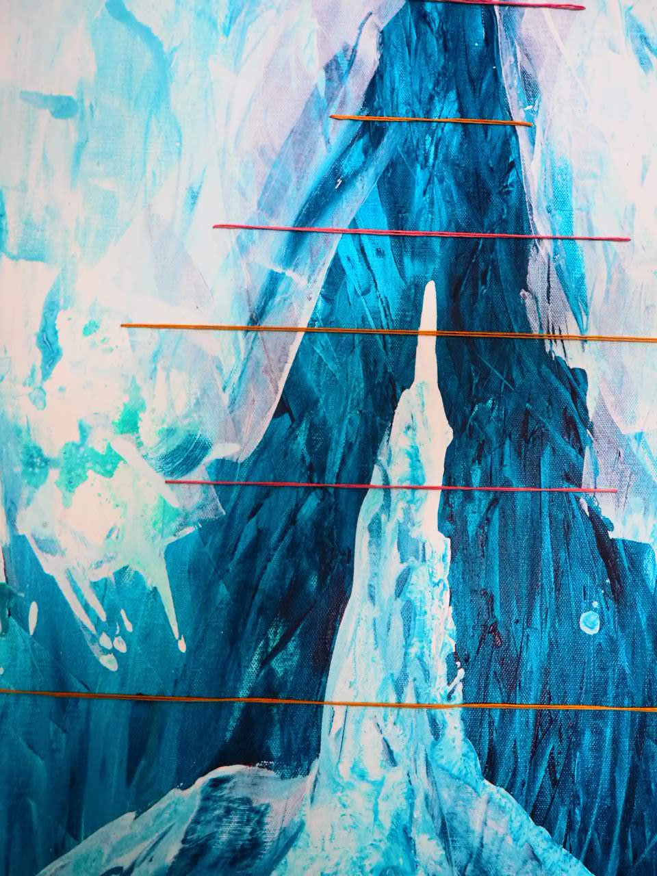 glacial pace part duex, acrylic and thread on stretched canvas