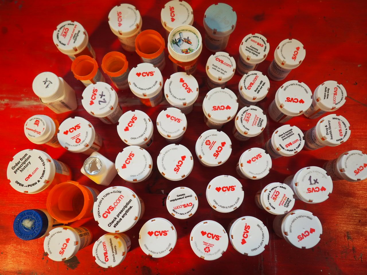 a few examples of leftover personal expired pharmaceutical medication from years of treatment