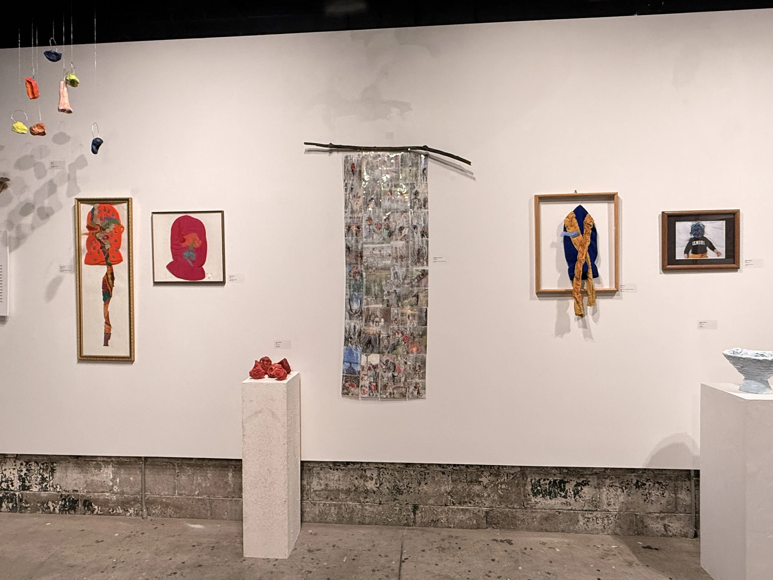 Installation Image I 
Condense, evaporate
2025-2026
Nearly Lemon

photograph, paint, marine vinyl, thread, stick
55" x 38"