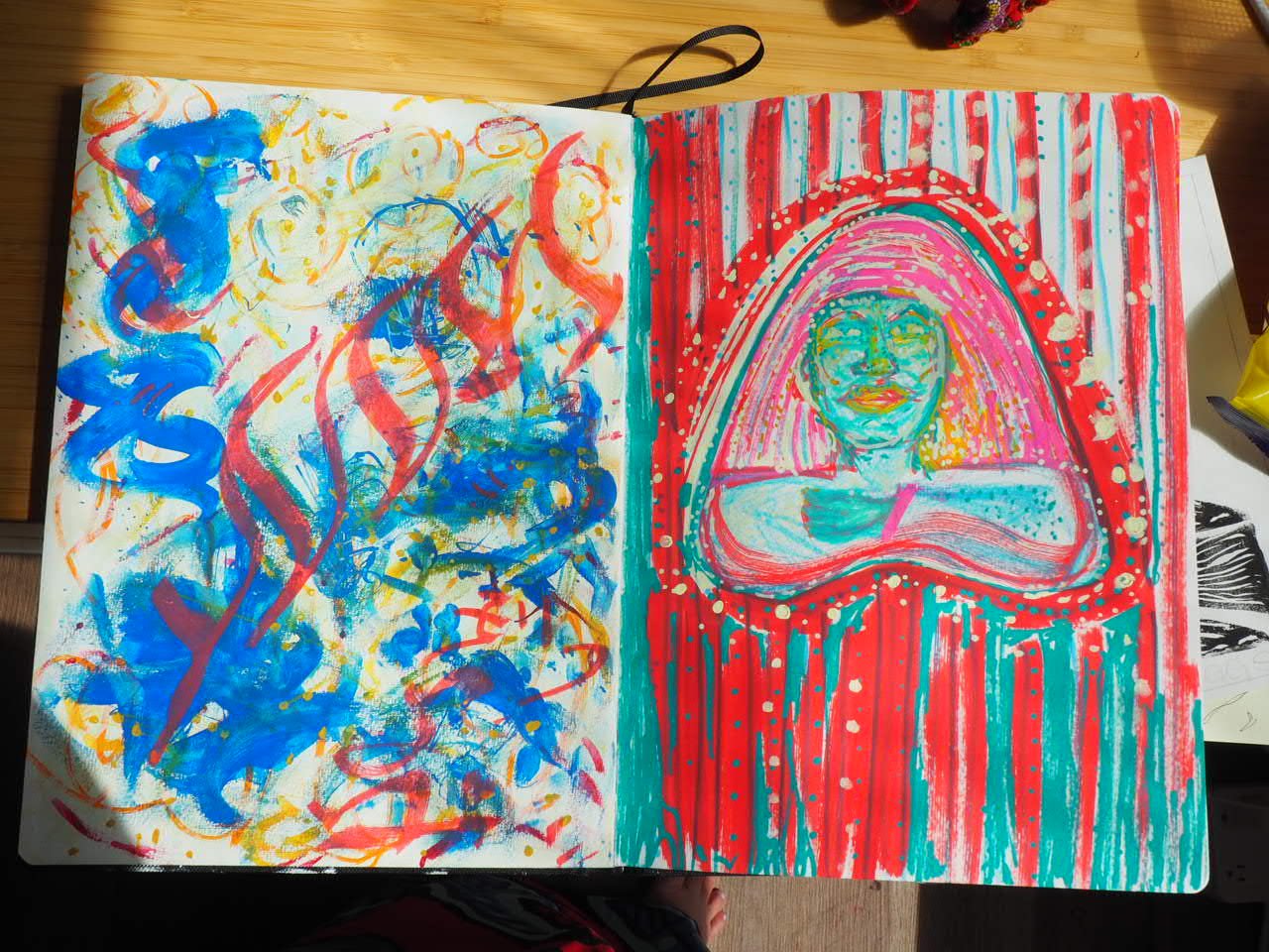 Process photo, Warm up and Cool down, 2026, Nearly Lemon, acrylic marker on 300 gsm paper, 8.5 x 12 inches