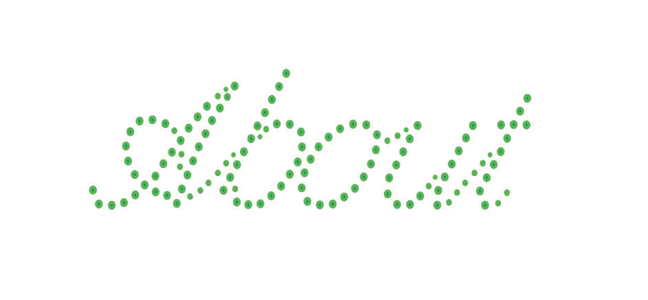 Green dotted line spelling out the word 'Celebrate'.