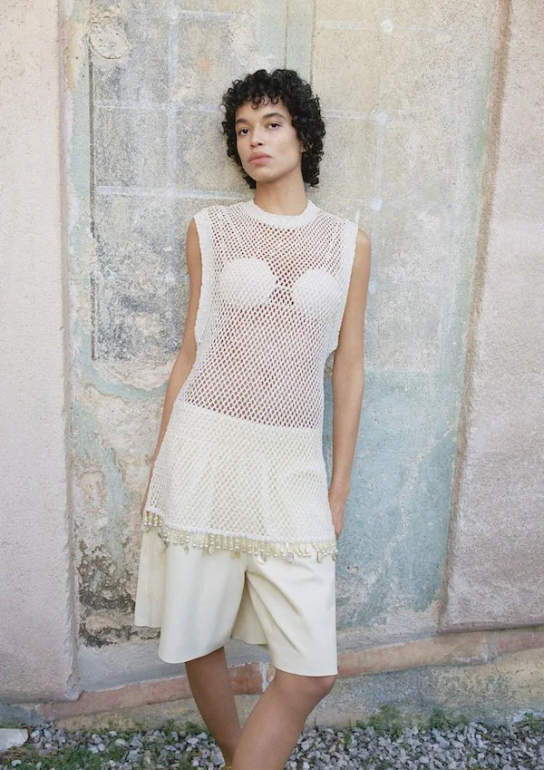 Mesh-knit mini dress