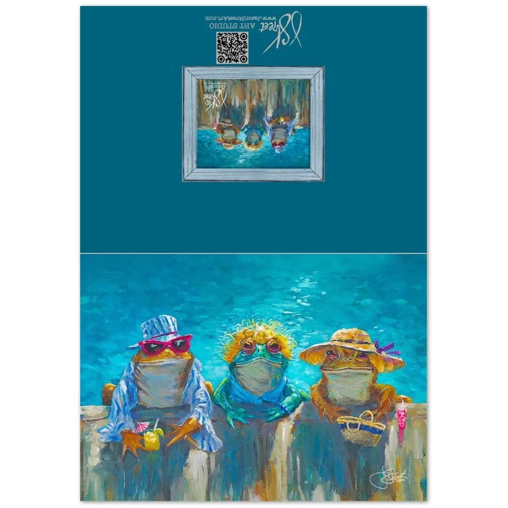 "The Pool Girls" Frog fun gift Pack of 10 Greeting Cards (US & CA)