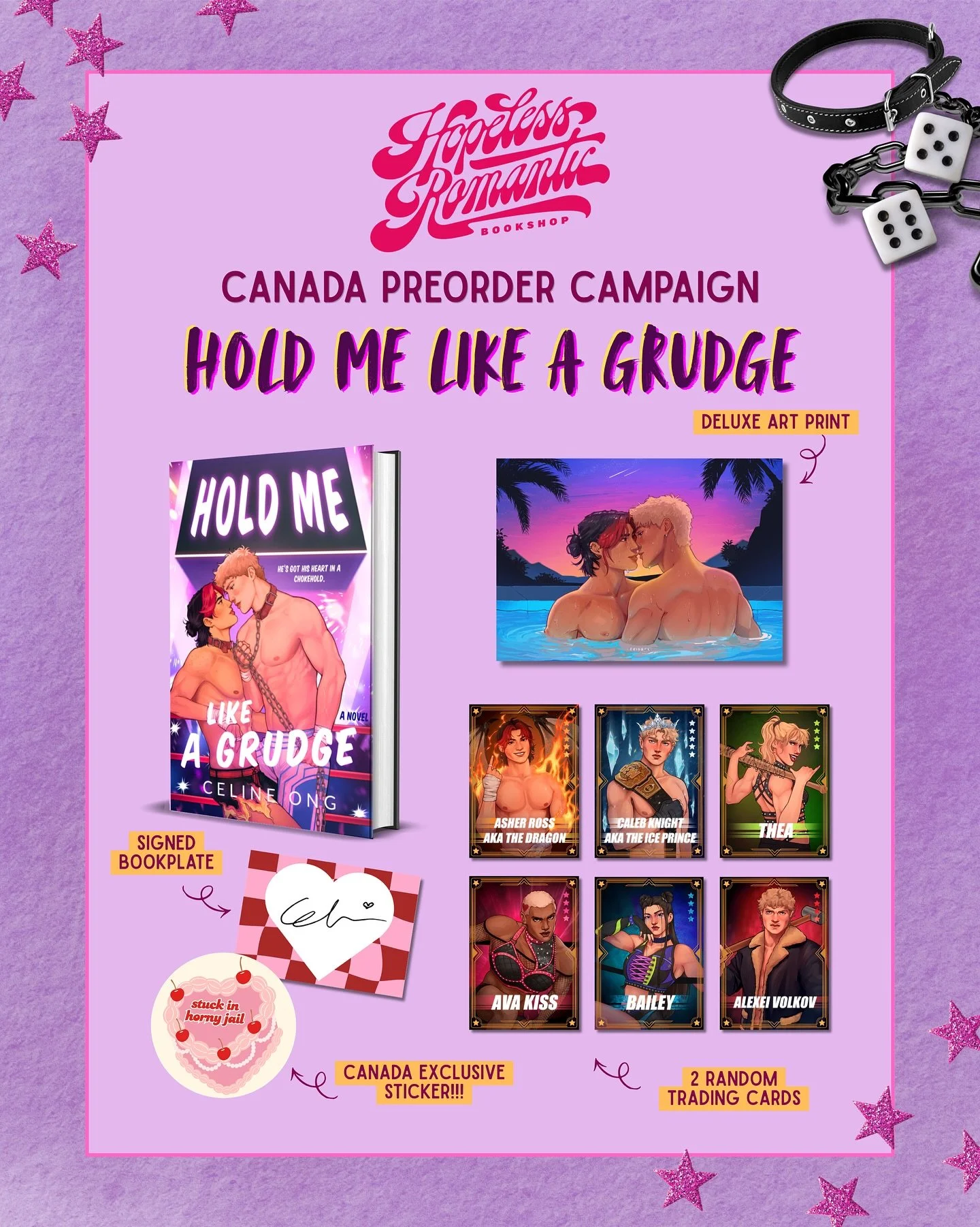 CANADIAN FRIENDS IT&rsquo;S YOUR TURN ❤️&zwj;🔥

so jazzed to announce that i&rsquo;ve partnered with @hopelessromanticbooks to bring Hold Me Like a Grudge&rsquo;s preorder goodies across the world to you + a little something extra! grab your copy of