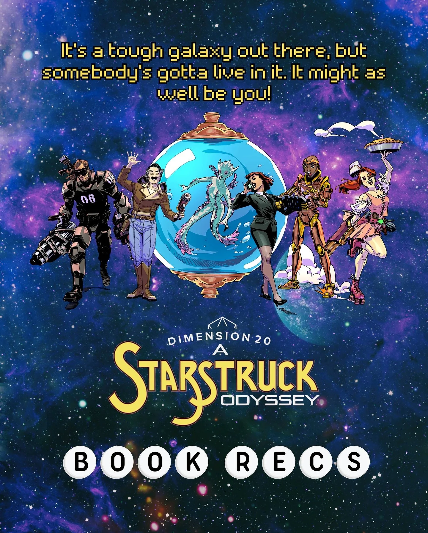 SEE YOU IN THE STARS 🚀✨

hello welcome back to another instalment of Very Niche Content!! Not a day goes by without the three of us talking about Dimension 20. And with how much Cel rewatches Battle of the Brands, we had to do a designated post abou