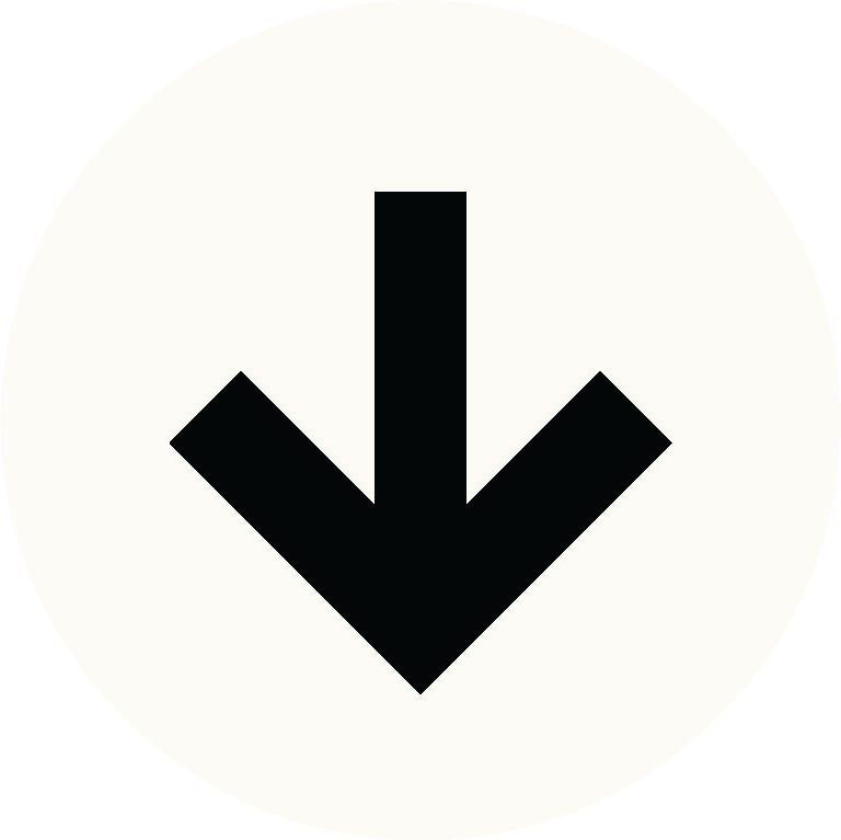 Black downward arrow inside a white circle.