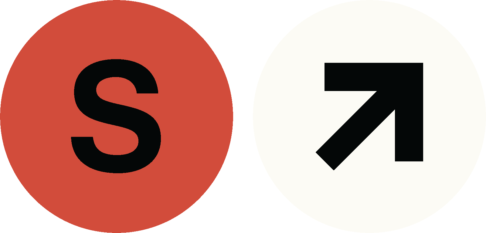 Red circle with black letter S, white circle with black upward arrow with a diagonal line, indicating a restriction or prohibition