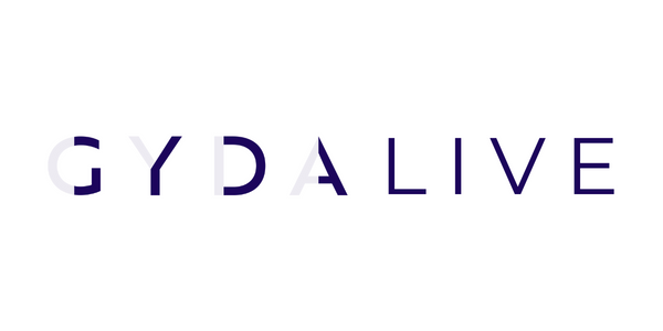 Gydalive logo with stylized text spelling 'GYDALIVE' in purple and gray.