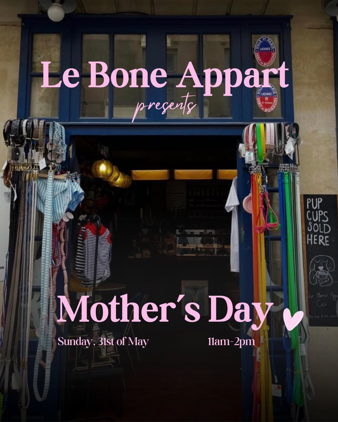 This Sunday is Mother&rsquo;s Day in France 🎀

And we&rsquo;re celebrating it together at Le Bone Appart! 

Come enjoy a lovely moment with us alongside @tailmate.app , @monica_liaw &amp; @petcheri who will all be there for this special day 🐾

Good
