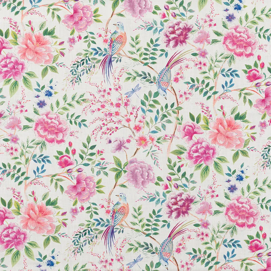 Florence in Fuchsia - Cotton Curtain fabric - 1m cut length