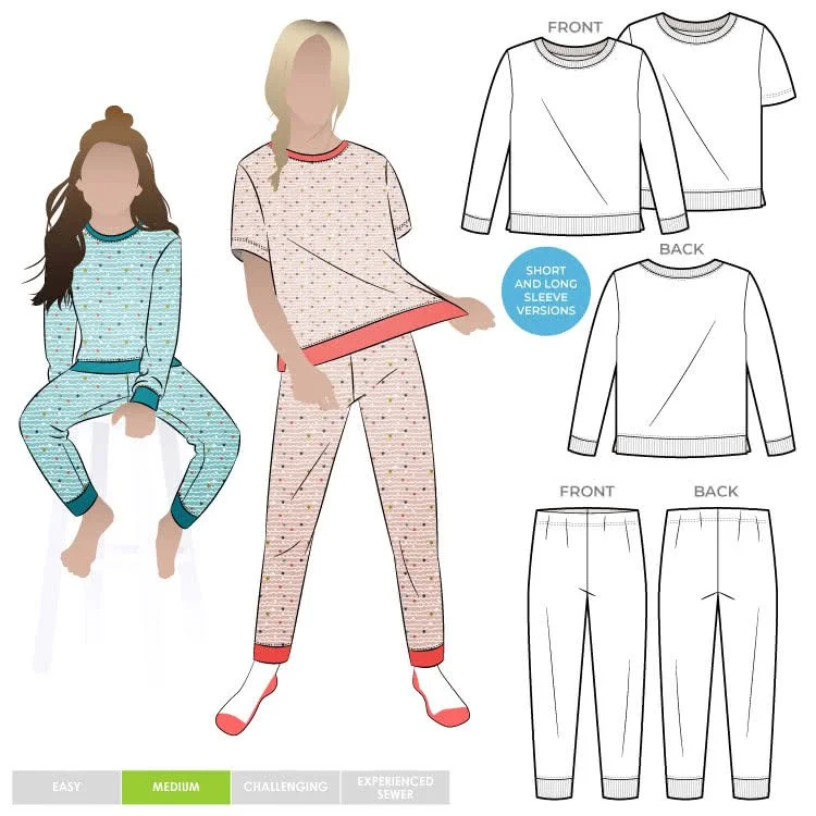 Childrens PJ Set Pattern Size 2-14 Style Arc