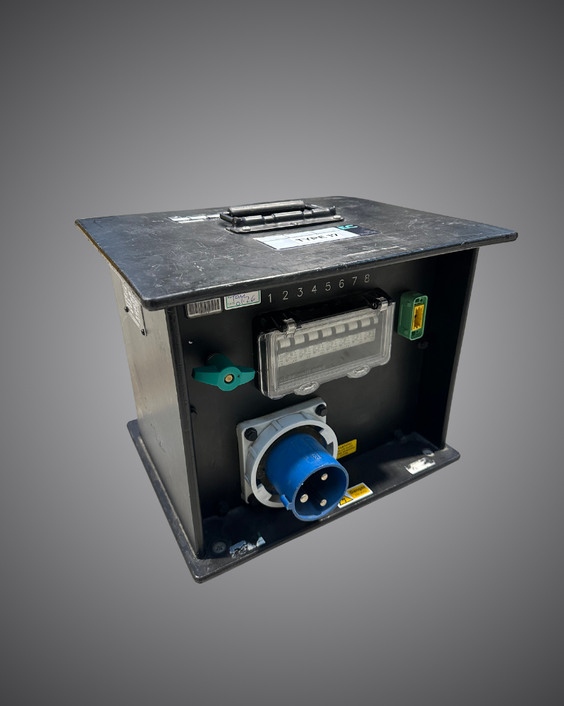 Technical hire from EC Hire, 63A single phase to 13A power distribution hire, Event Concept Type 17 distro for event production