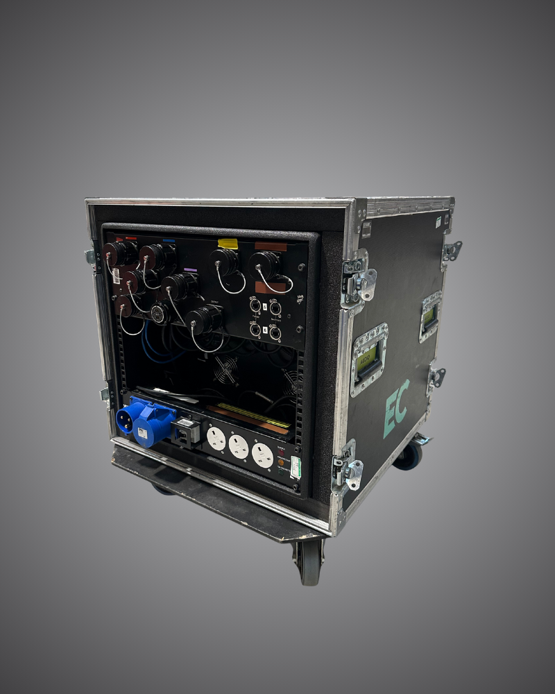 Technical hire from EC Hire, Yamaha Rio3224-D I/O rack hire, patchable hybrid Dante stagebox for Event Concept live sound and event production