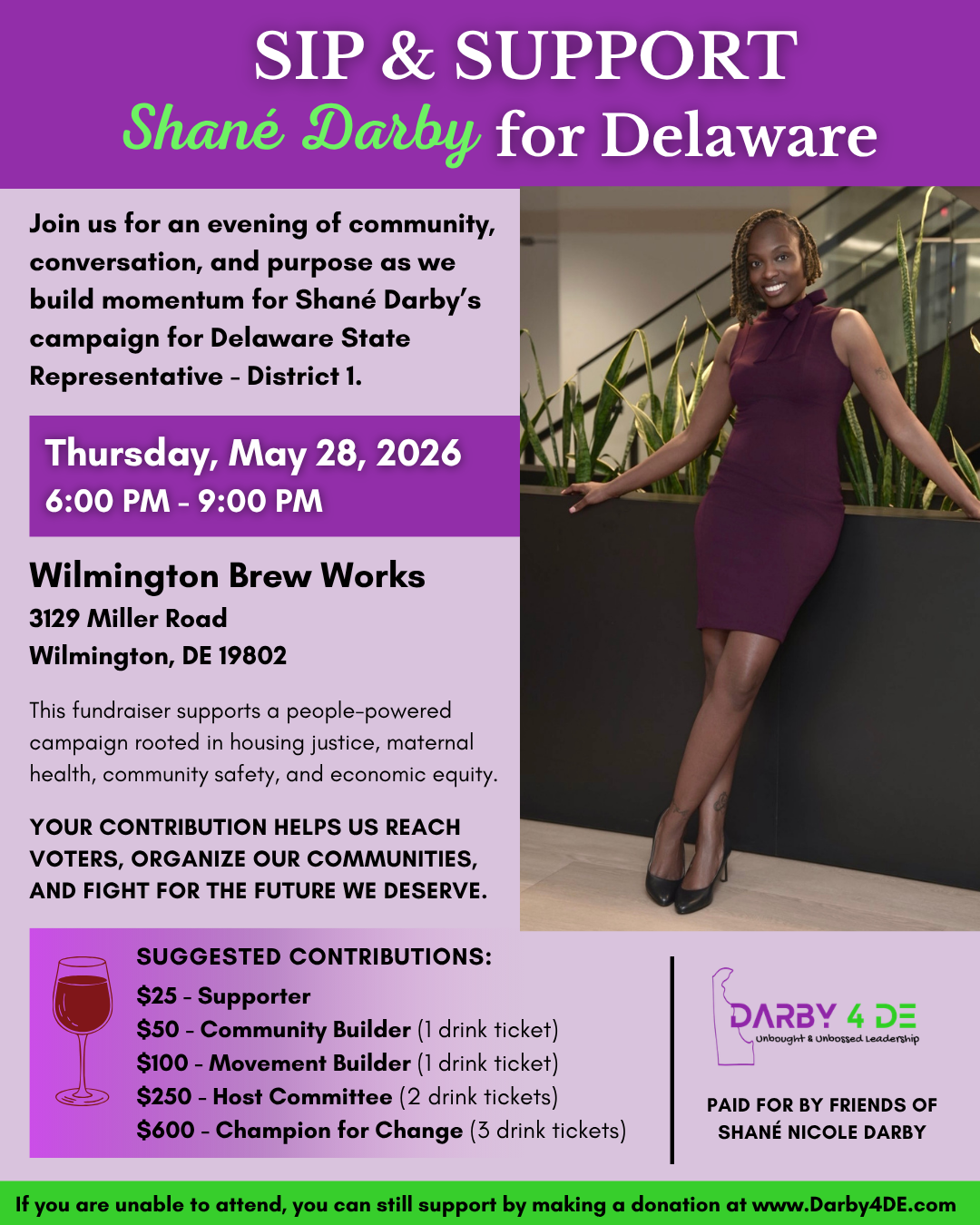 Sip &amp; Support - Shané Darby for Delaware fundraiser