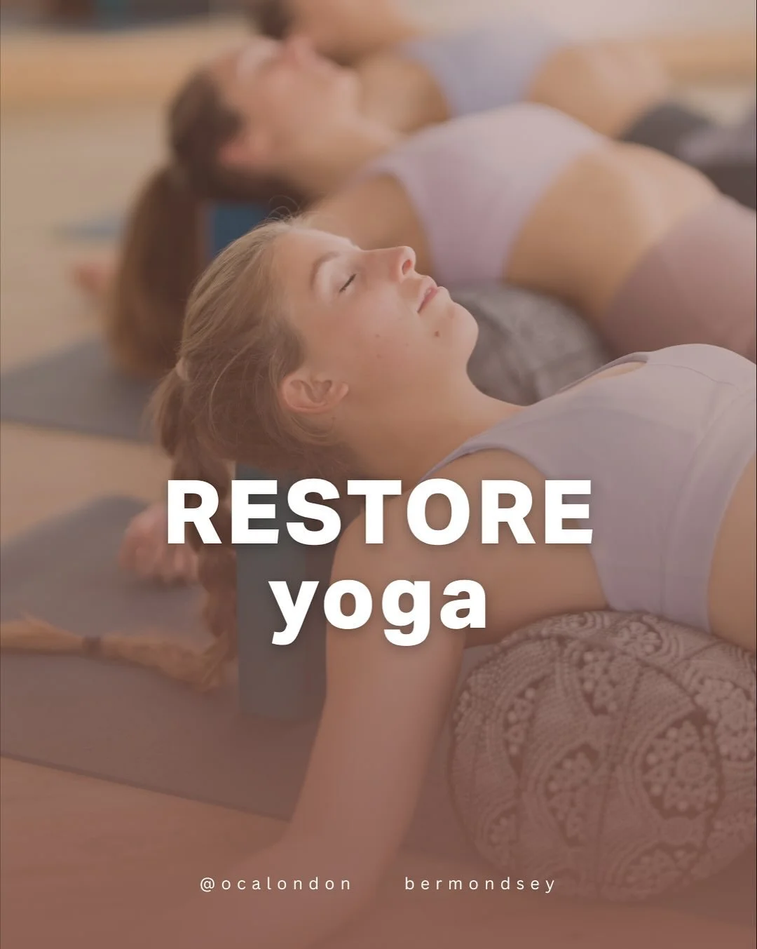 What is our RESTORE class?

Think deep rest, long juicy holds and quiet magic for your nervous system.
Restore is yin + restorative blend class supported shapes, slow breath, soft energy and time to land in your body.

A gentle space to unwind, relea