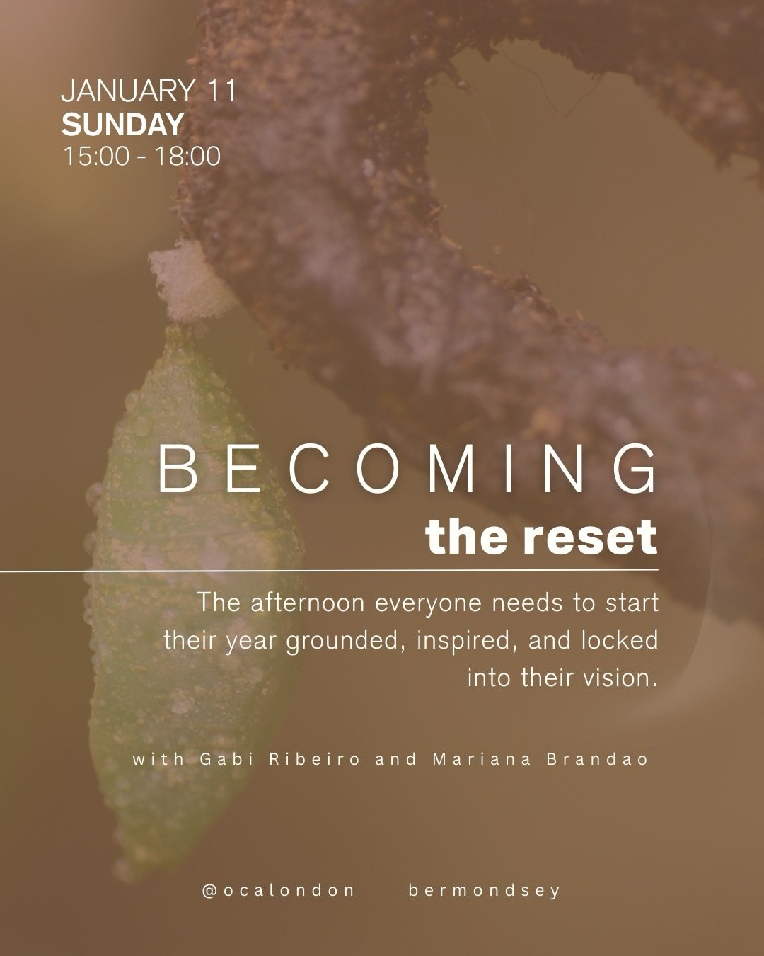 ✨Start 2026 from the inside out ✨
An afternoon to pause, listen inward, and remember your vision led by @gabi.ribeir8 and @mari.l.brandao 

Becoming: The Reset
Cacao ceremony &bull; guided reflection &bull; restorative yin &bull; vision board
A gentl
