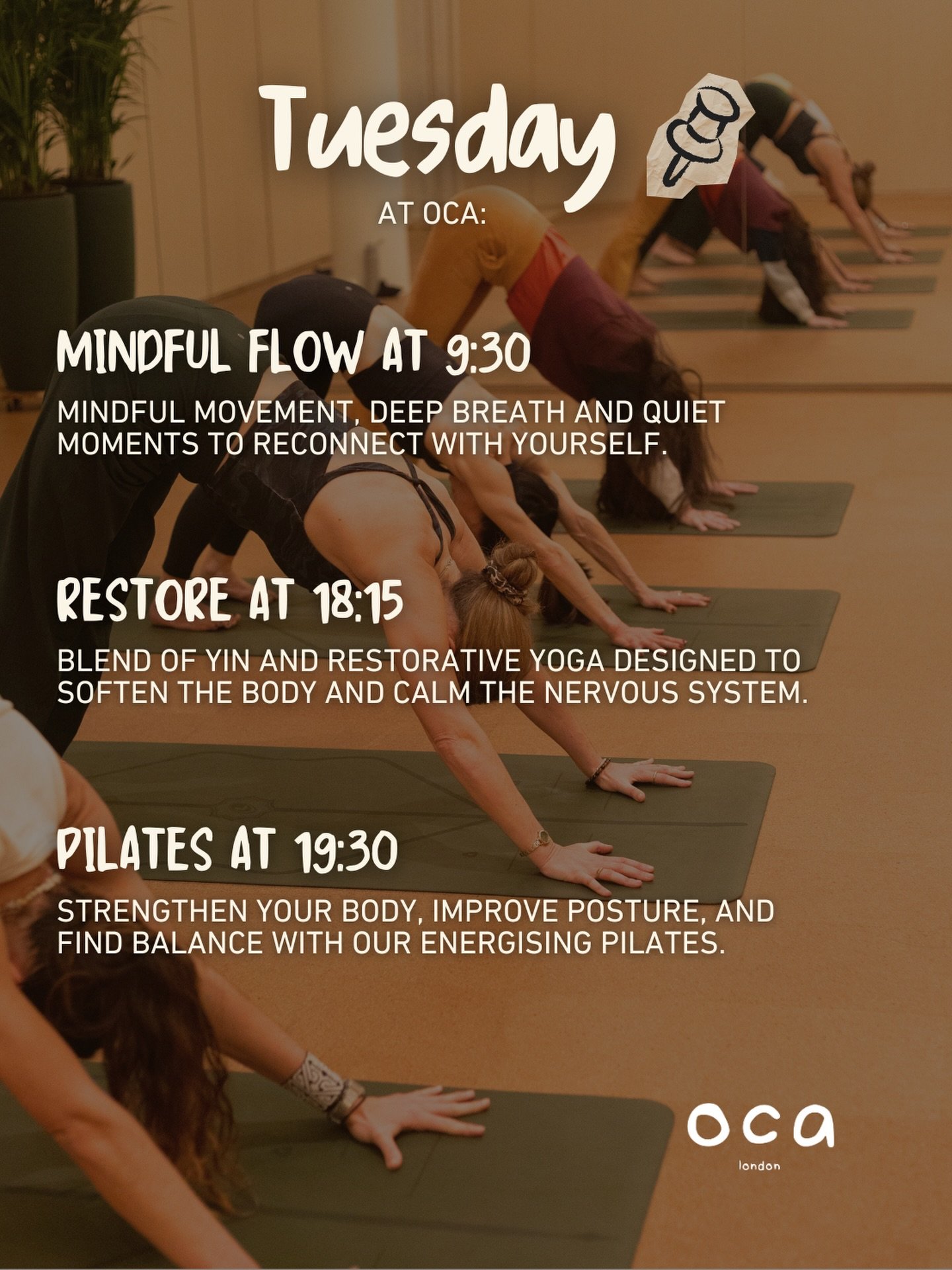 Tuesdays at @ocalondon are your invitation to slow down, reconnect, and rebuild from within ✨

Start your morning with Mindful Flow: a gentle movement, conscious breath, and space to come back to yourself.

Pause in the evening with Restore: a soft, 