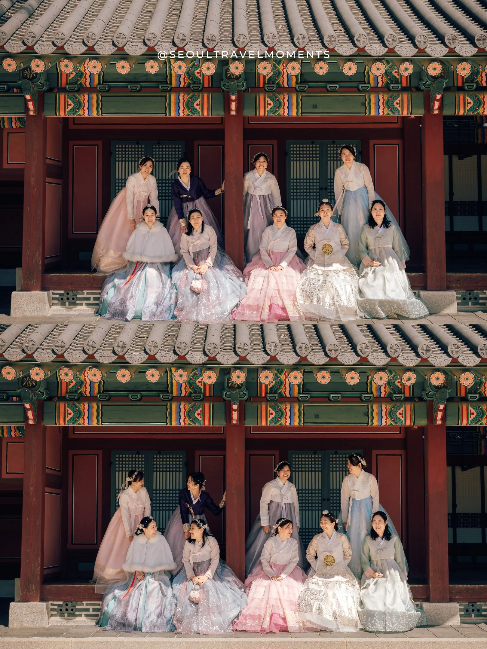 active friends photoshoot in seoul with hanbok and movement