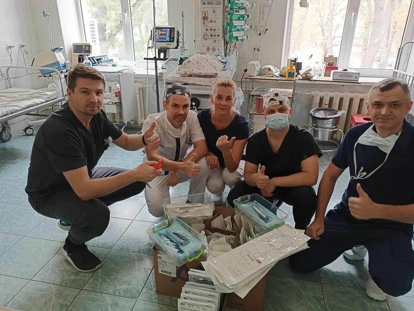 Medical Supplies being gratefully received in an Ukrainian hospital