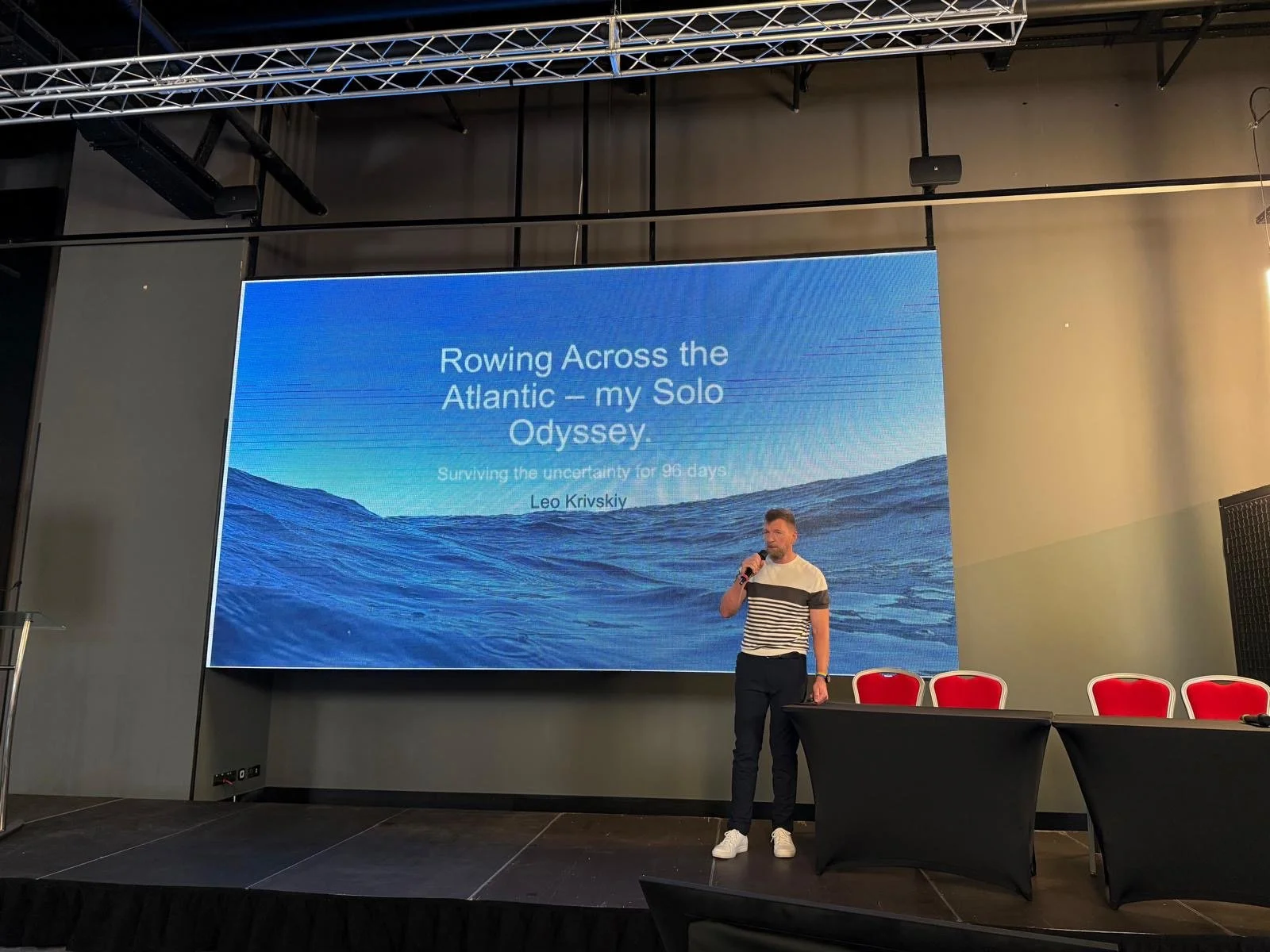 Speaking about Leo's Row at a medical conference in Kyiv.