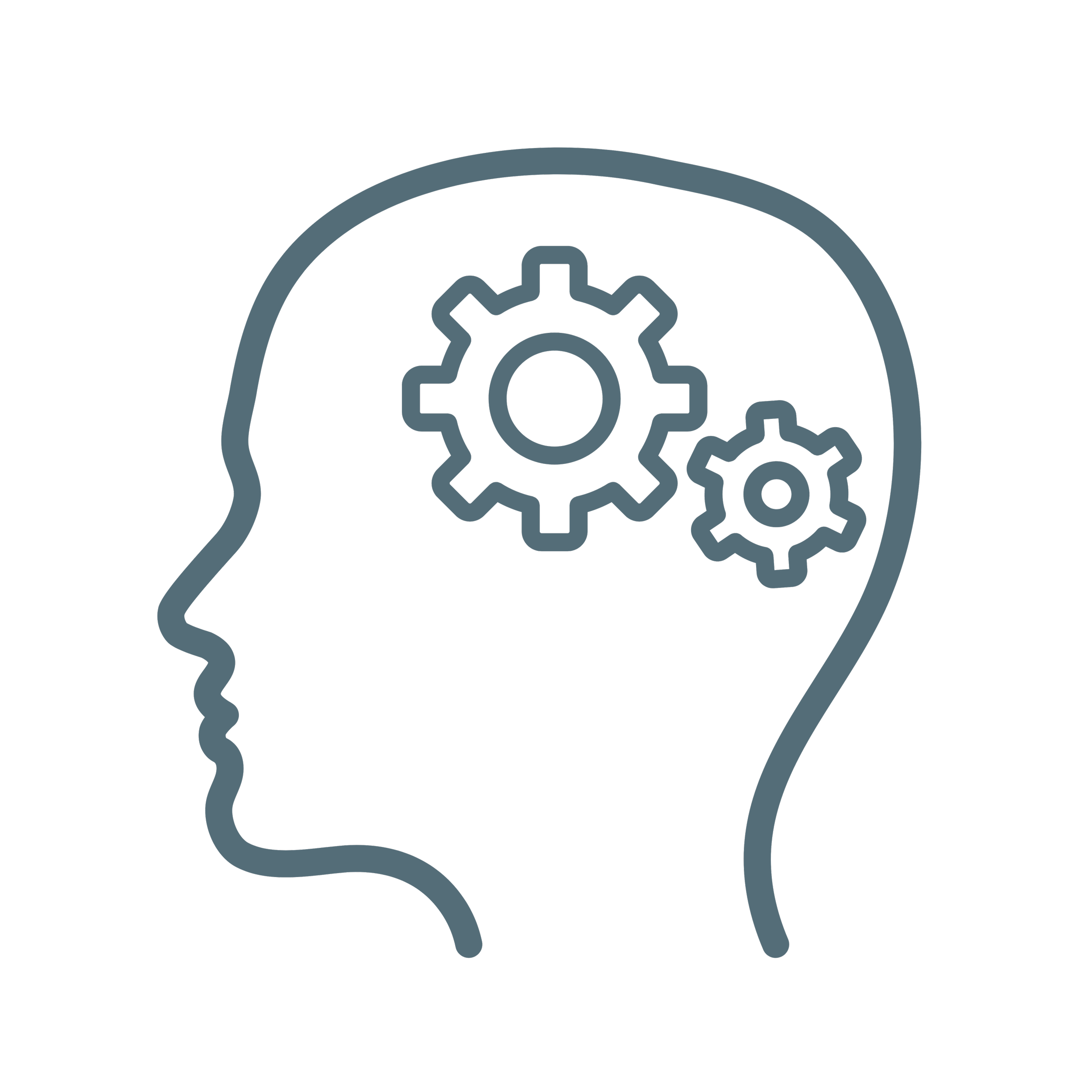 Symbol für Hypnosetherapie: Kopf mit Zahnrädern.