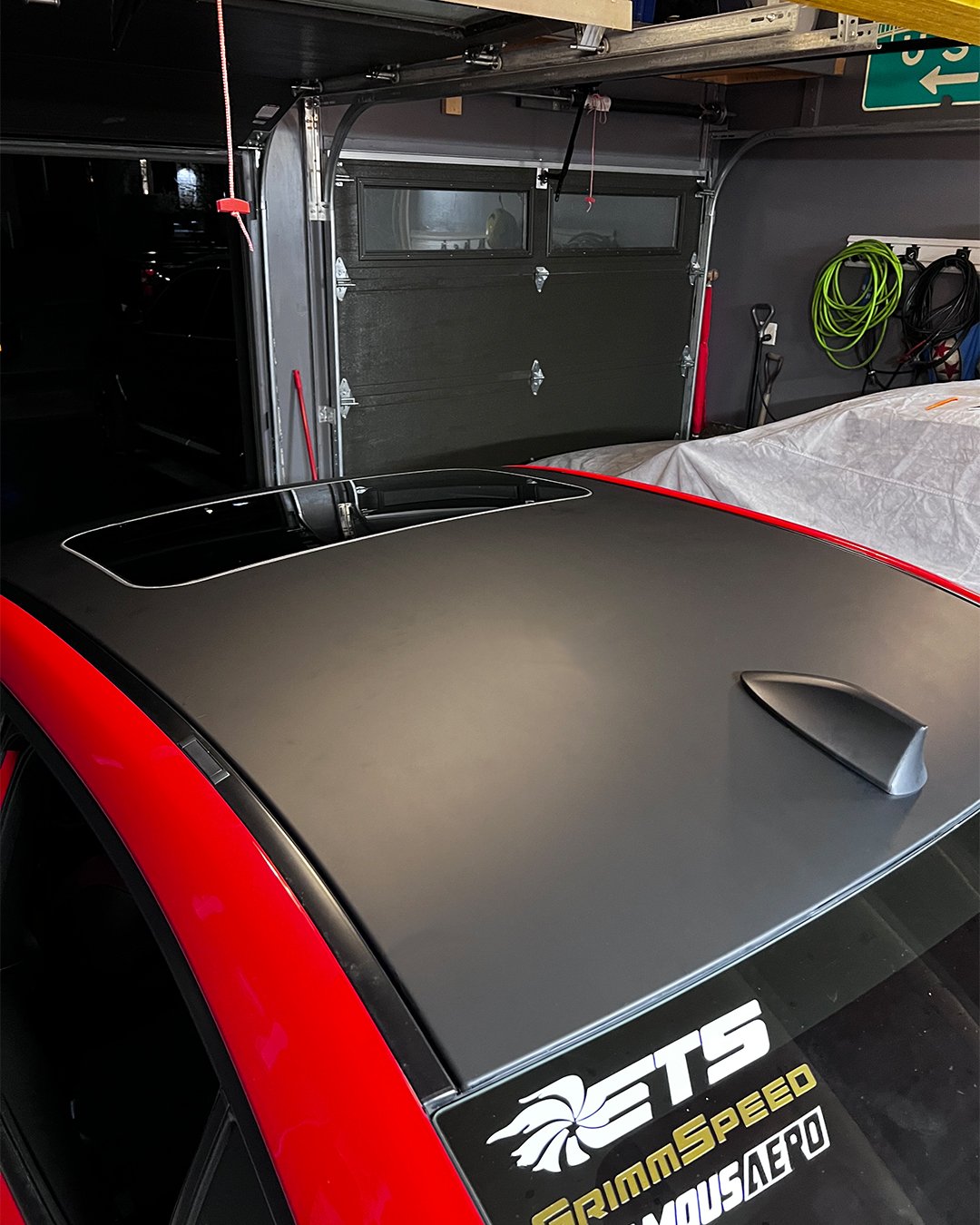 Subaru STI Roof Wrap: Matte Black with Vvivid Vinyl