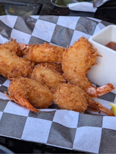 Coconut shrimp takeout from Lunasea seafood restaurant in Virginia Beach Oceanfront