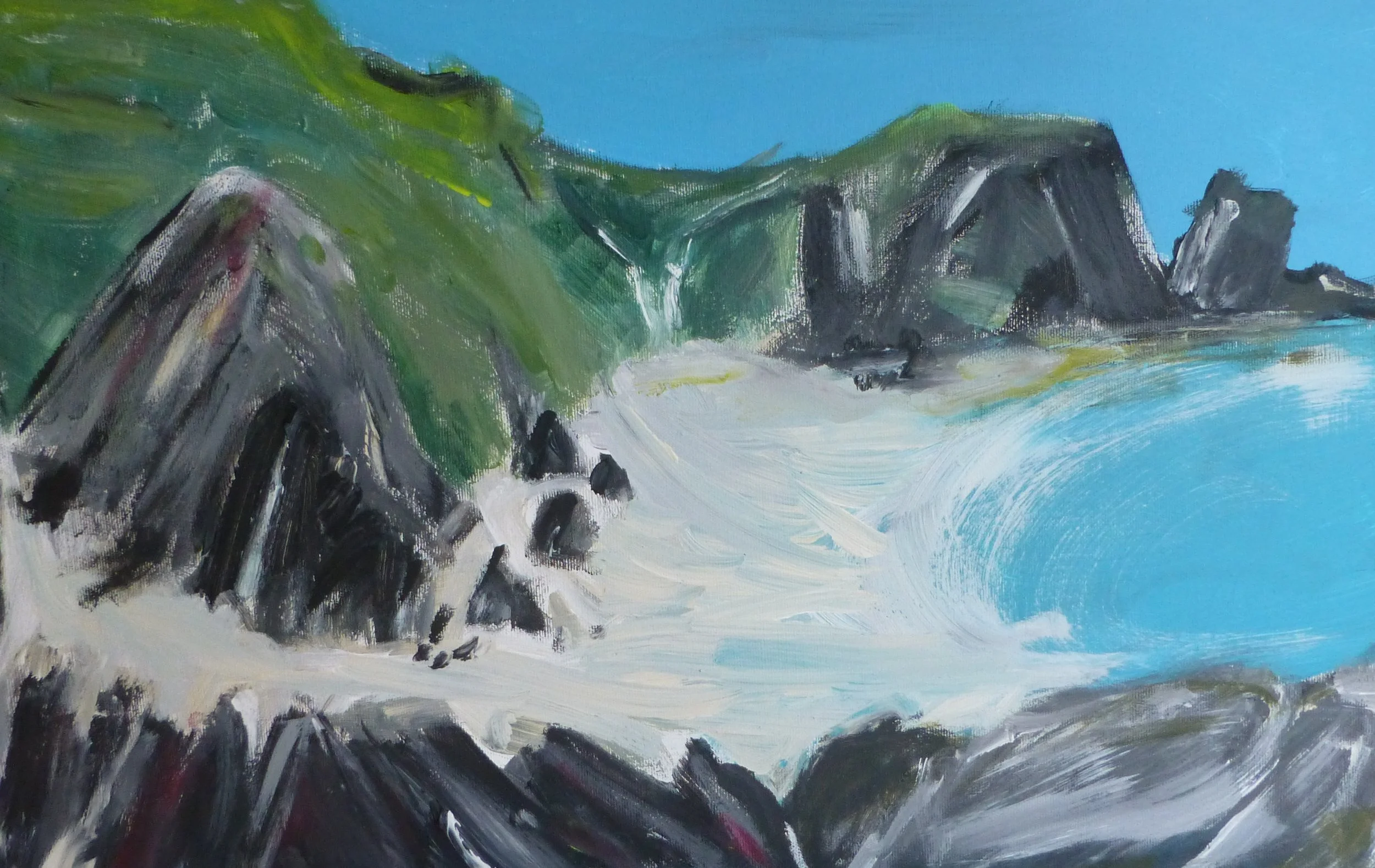 Sandy Beach and Stones/Acryl auf Leinwand/40x60cm/2021