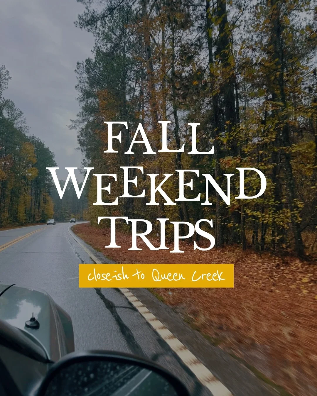 🍂 Fall trips close to Queen Creek

Whether you&rsquo;ve got a free weekend or are tapping into some PTO, these spots are always high on my list this time of year.

➡️ And when you&rsquo;re staying local, I&rsquo;ve got you covered with Queen Creek r