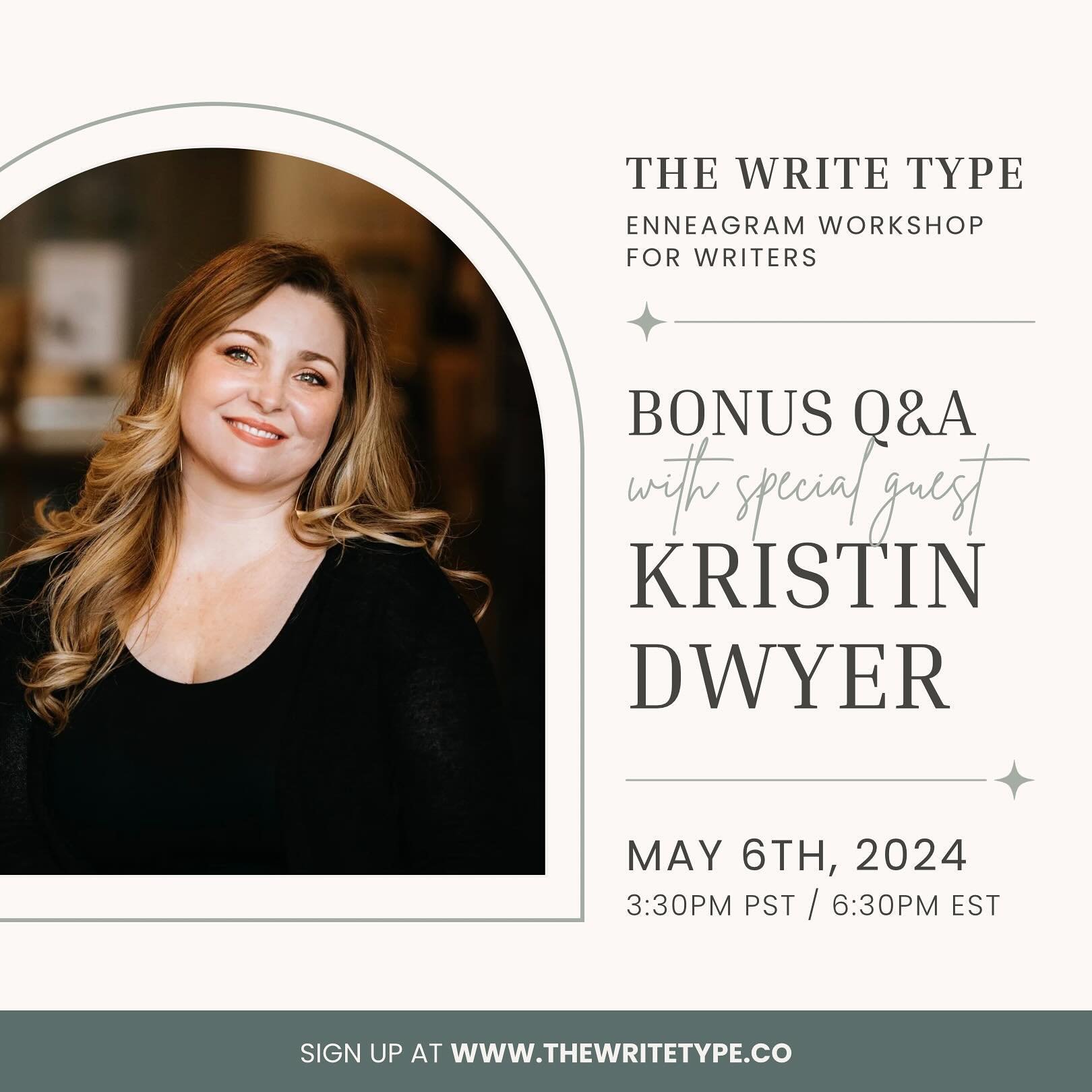 Exciting news!! Special guest ✨ Kristin Dwyer ✨ will be joining us in the Enneagram Course for Writers for a LIVE Q&amp;A on the bonus day (May 6th, 2024 at 6:30pm EST). We&rsquo;ll chat all about what it&rsquo;s like to be an Enneagram 7 with an 8 w