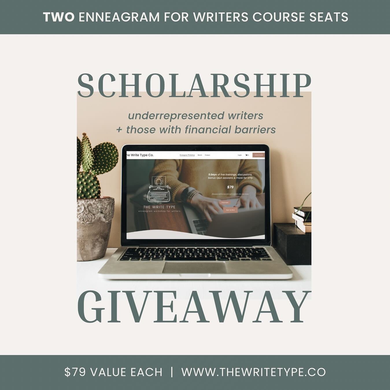 🌟 Win one of TWO Scholarship Seats for the Enneagram for Writers Workshop! 🌟

📝 Are you or someone you know a writer from a traditionally underrepresented background? I&rsquo;m so excited to be able to give away TWO special scholarship seats for o