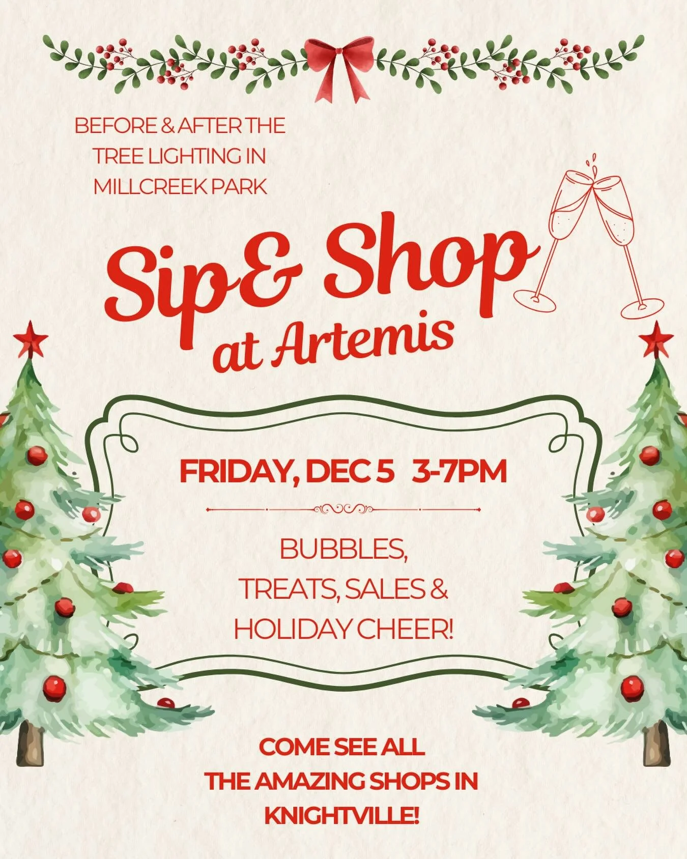 ✨🎄Looking for a festive, fun Friday night? Come watch the beautiful Christmas tree lighting in Millcreek Park this Friday 12/5 and then take a stroll down Ocean St and check out all the businesses waiting to welcome you! ❄️We&rsquo;ll warm you up fr