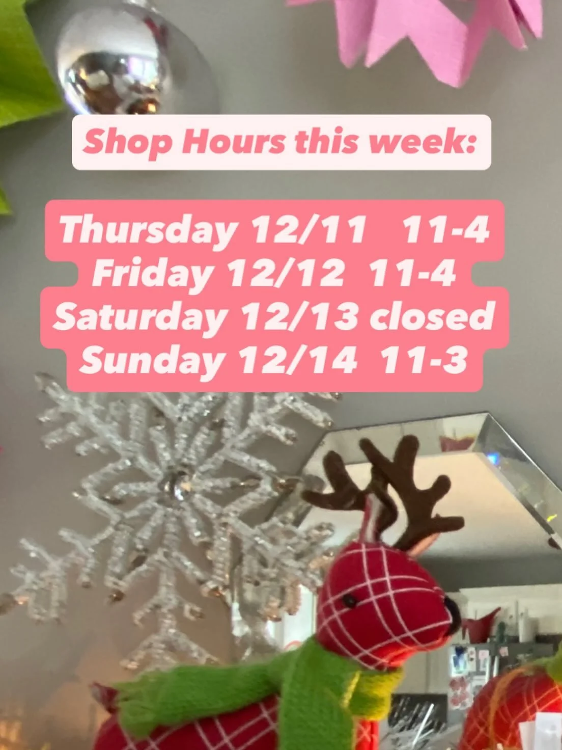 ✨HOURS UPDATE✨ we are open regular hours on Thursday/Friday and Sunday this week but will be CLOSED on Saturday.  I&rsquo;m going to hear my son play in a Christmas concert so the shop will be closed for Sat only!  If you&rsquo;re planning to stop by